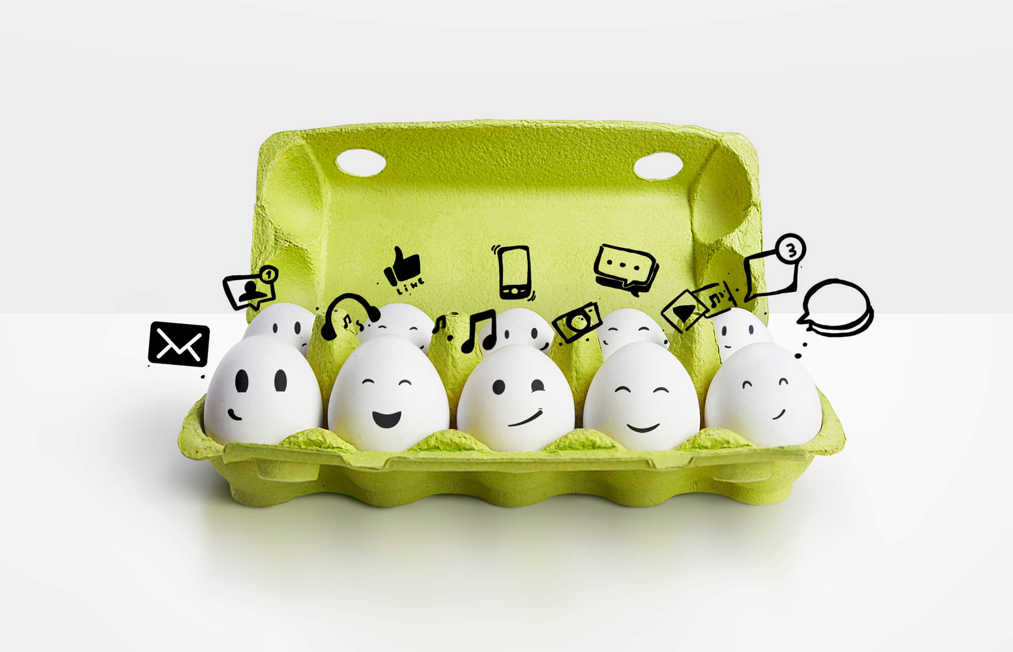 eggs thinking about social media engagement