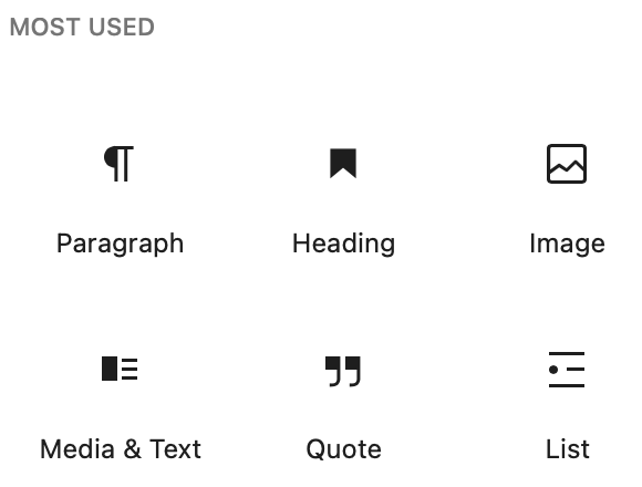 Most Used menu on WordPress block editor - Online Amplify blog