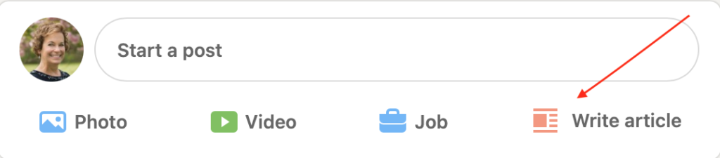 LinkedIn screenshot - write article | Online Amplify blog