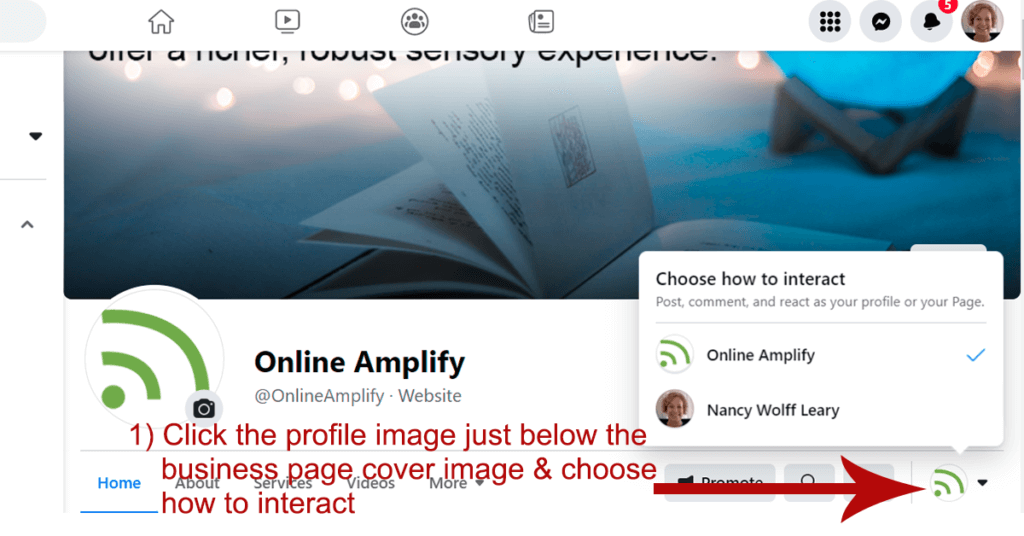 Screenshot Meta Facebook desktop - Online Amplify blog