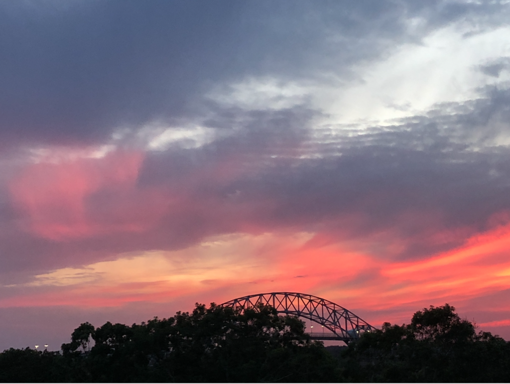 Crossing the Bridge to a New Year - sunset over the bridge